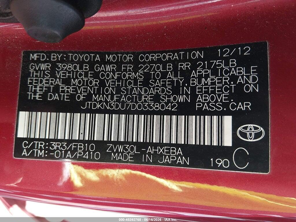 JTDKN3DU7D0338042 2013 TOYOTA PRIUS photo no. 9