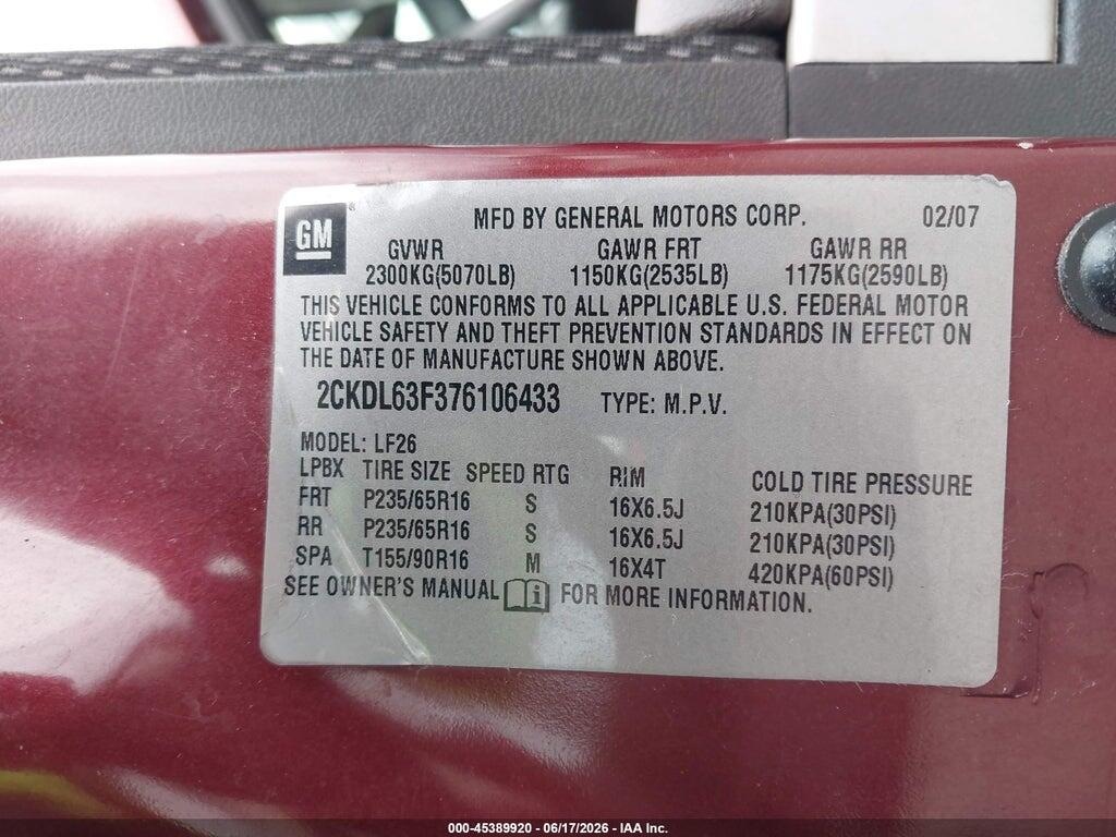 2CKDL63F376106433 2007 PONTIAC TORRENT photo no. 9