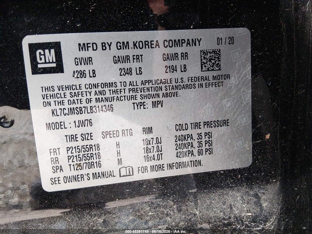 KL7CJMSB7LB314346 2020 CHEVROLET TRAX photo no. 9
