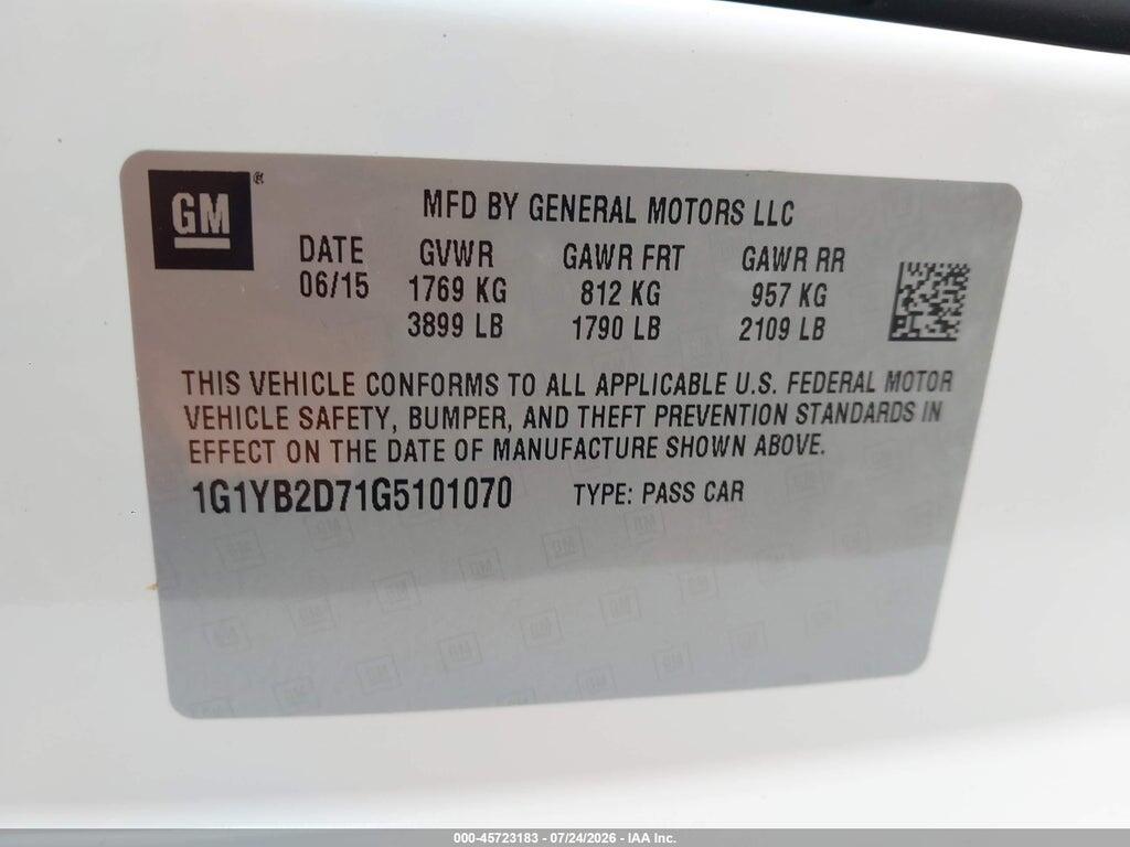 1G1YB2D71G5101070 2016 CHEVROLET CORVETTE photo no. 9