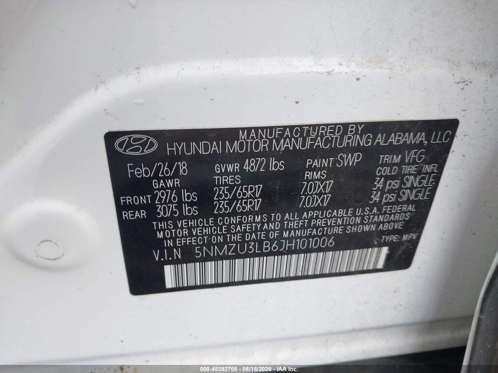 5NMZU3LB6JH101006 2018 HYUNDAI SANTA FE SPORT photo no. 9