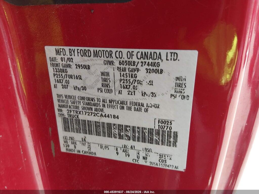 2FTRX17272CA44184 2002 FORD F-150 photo no. 9