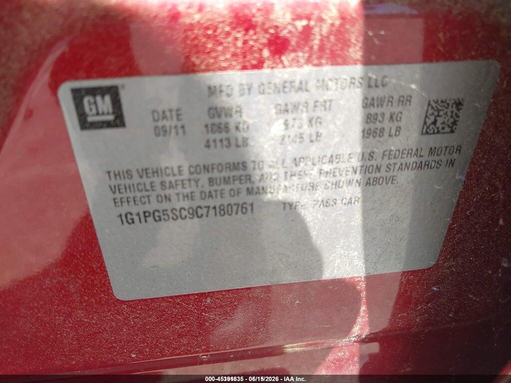 1G1PG5SC9C7180761 2012 CHEVROLET CRUZE photo no. 9