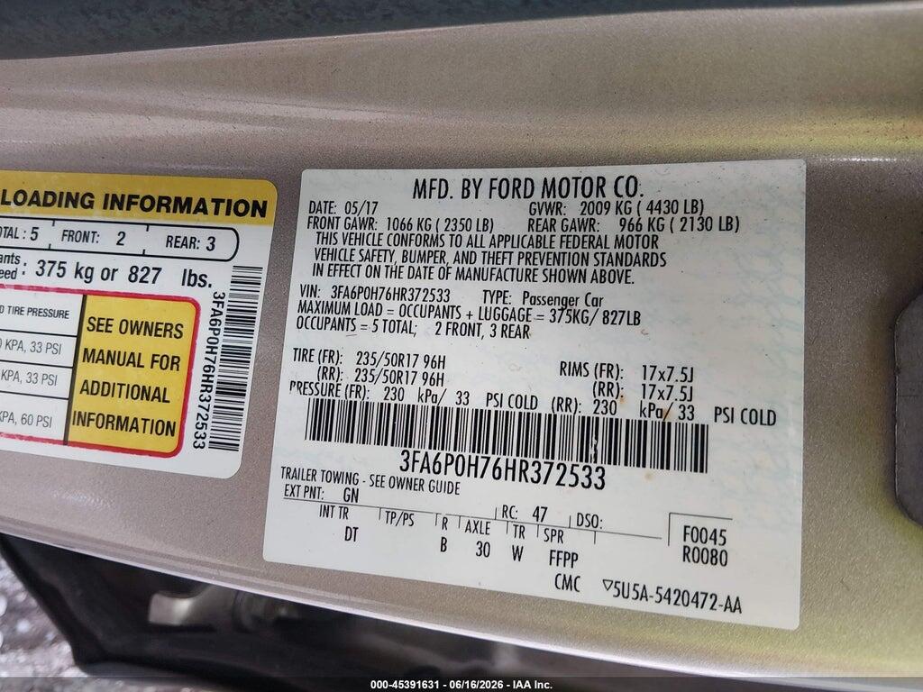 3FA6P0H76HR372533 2017 FORD FUSION photo no. 9