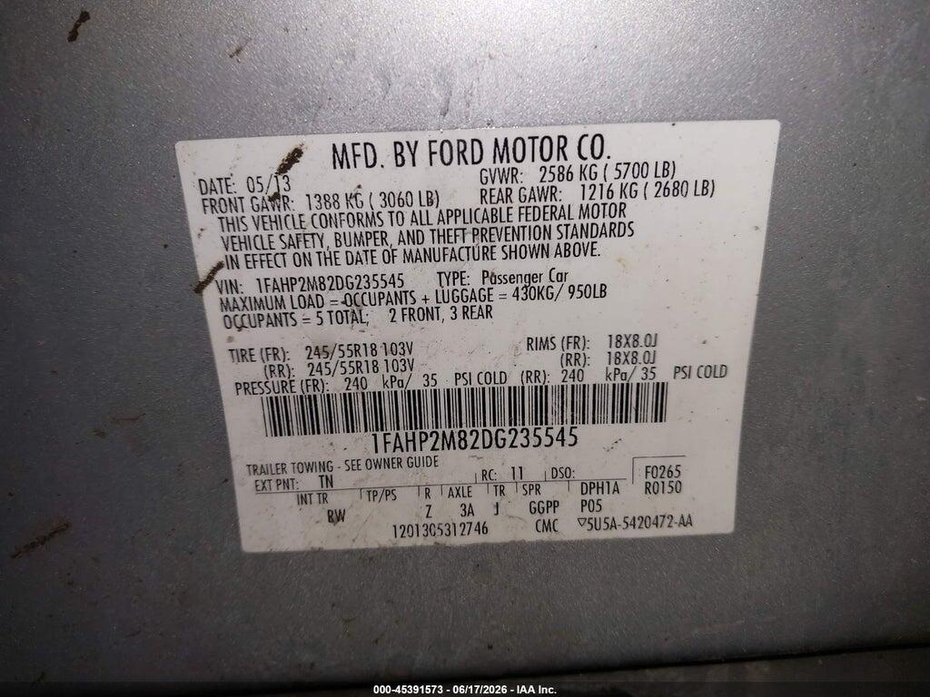 1FAHP2M82DG235545 2013 FORD POLICE INTERCEPTOR photo no. 9
