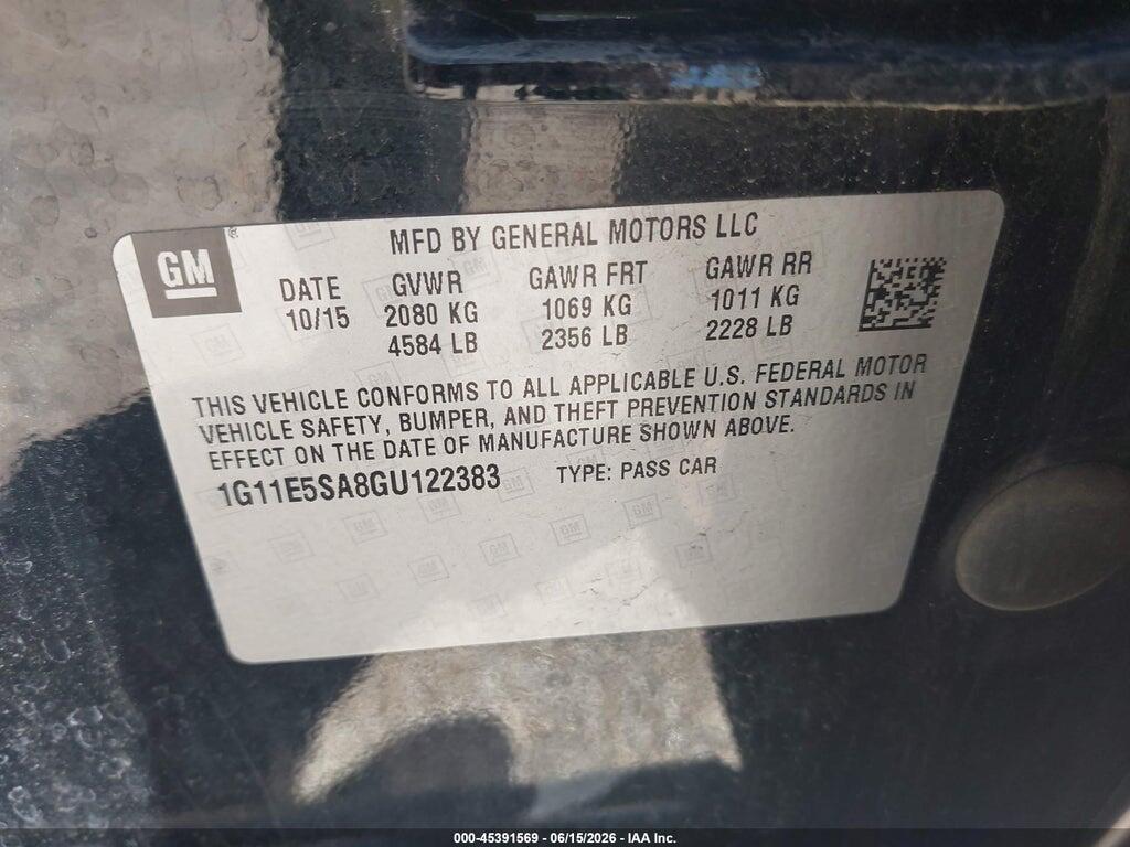 1G11E5SA8GU122383 2016 CHEVROLET MALIBU LIMITED photo no. 9