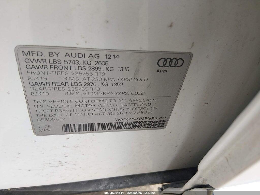 WA1CMAFP2FA082791 2015 AUDI Q5 photo no. 9