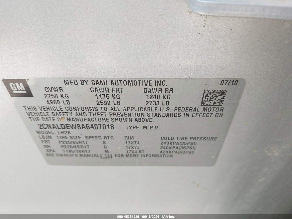 2CNALDEW8A6407018 2010 CHEVROLET EQUINOX photo no. 9