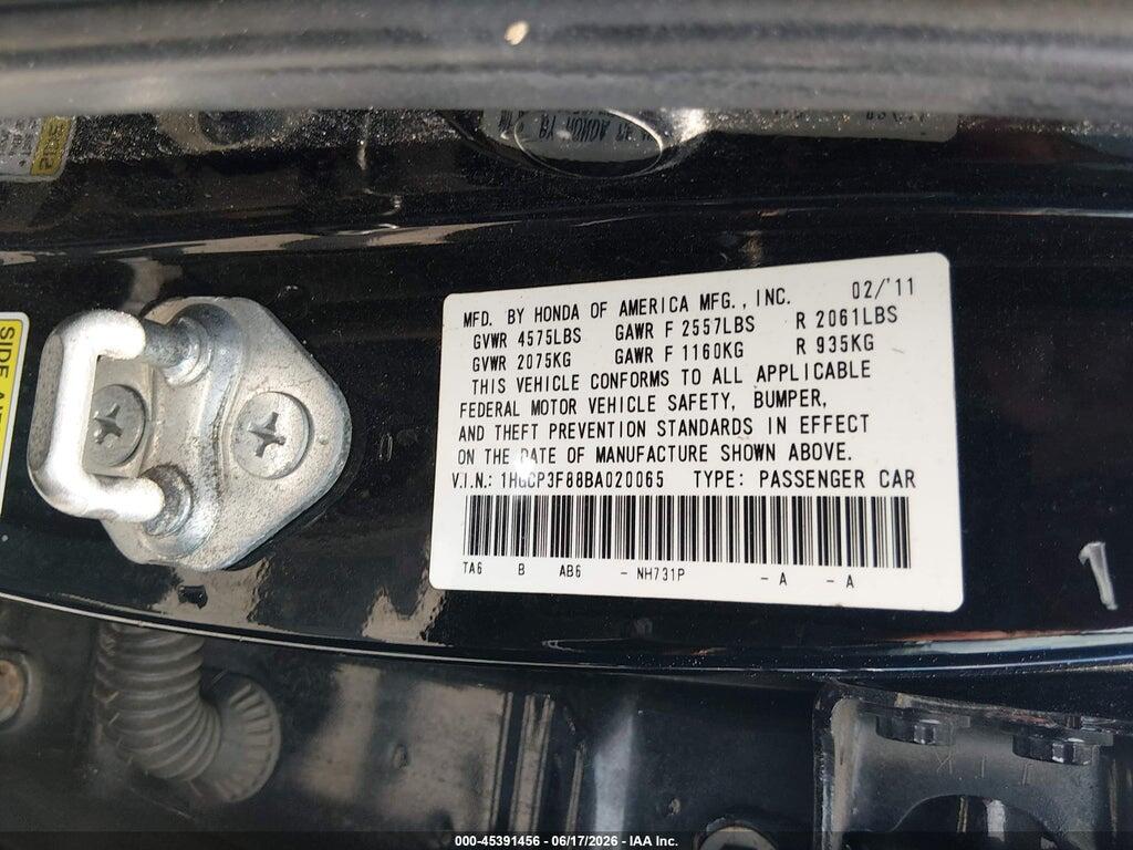1HGCP3F88BA020065 2011 HONDA ACCORD photo no. 9