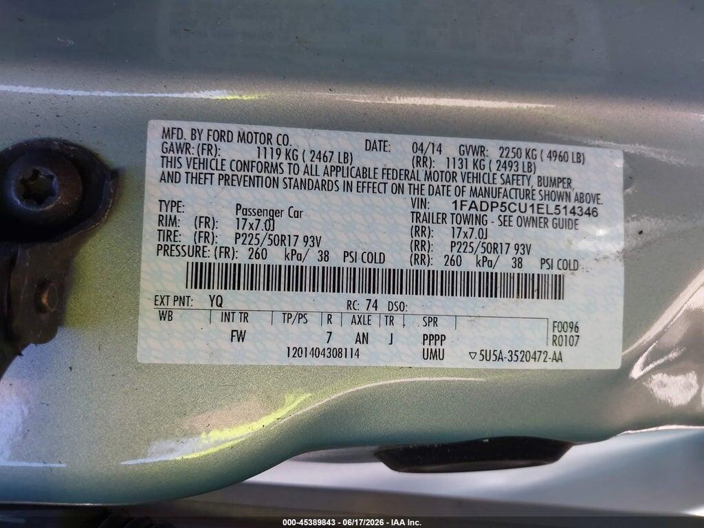 1FADP5CU1EL514346 2014 FORD C-MAX ENERGI photo no. 9
