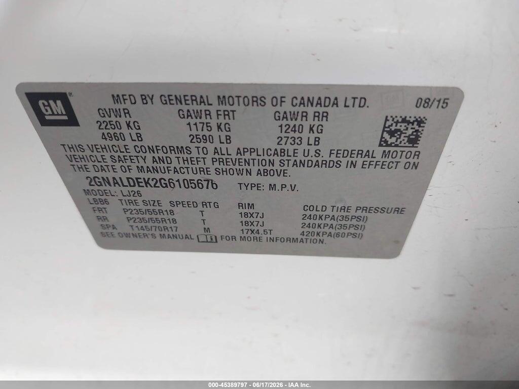 2GNALDEK2G6105676 2016 CHEVROLET EQUINOX photo no. 9