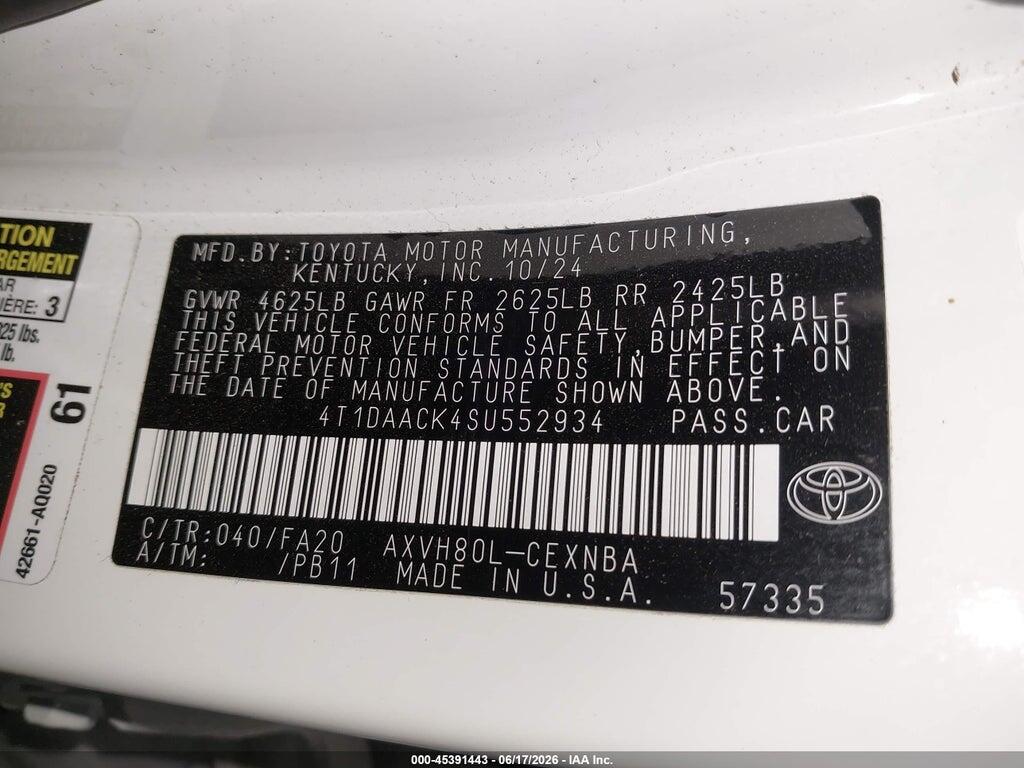 4T1DAACK4SU552934 2025 TOYOTA CAMRY photo no. 9