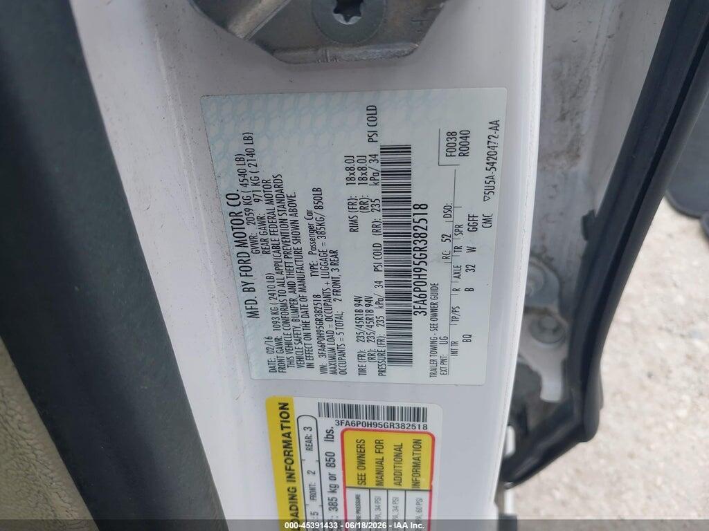 3FA6P0H95GR382518 2016 FORD FUSION photo no. 9