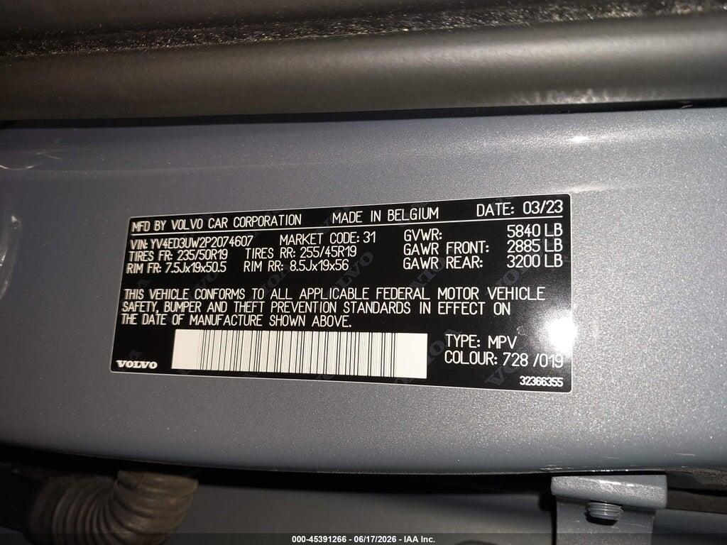 YV4ED3UW2P2074607 2023 VOLVO XC40 RECHARGE PURE ELECTRIC photo no. 9
