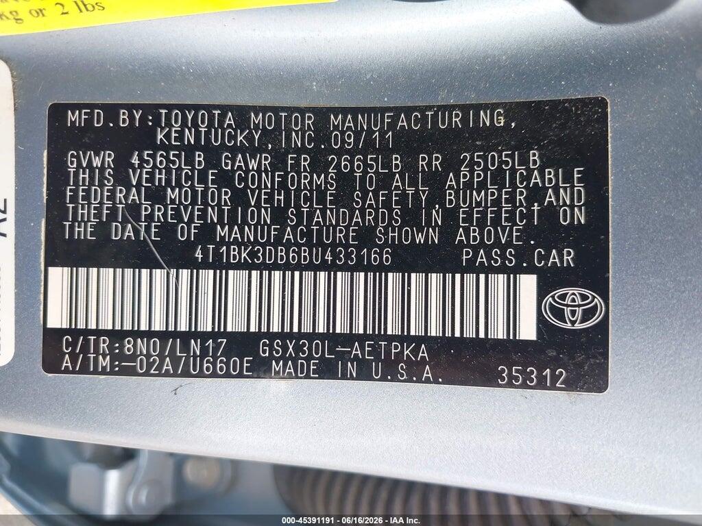 4T1BK3DB6BU433166 2011 TOYOTA AVALON photo no. 9