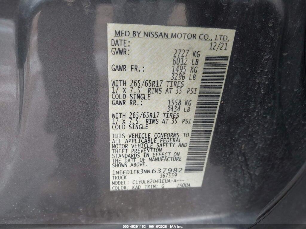 1N6ED1FK3NN637982 2022 NISSAN FRONTIER photo no. 9