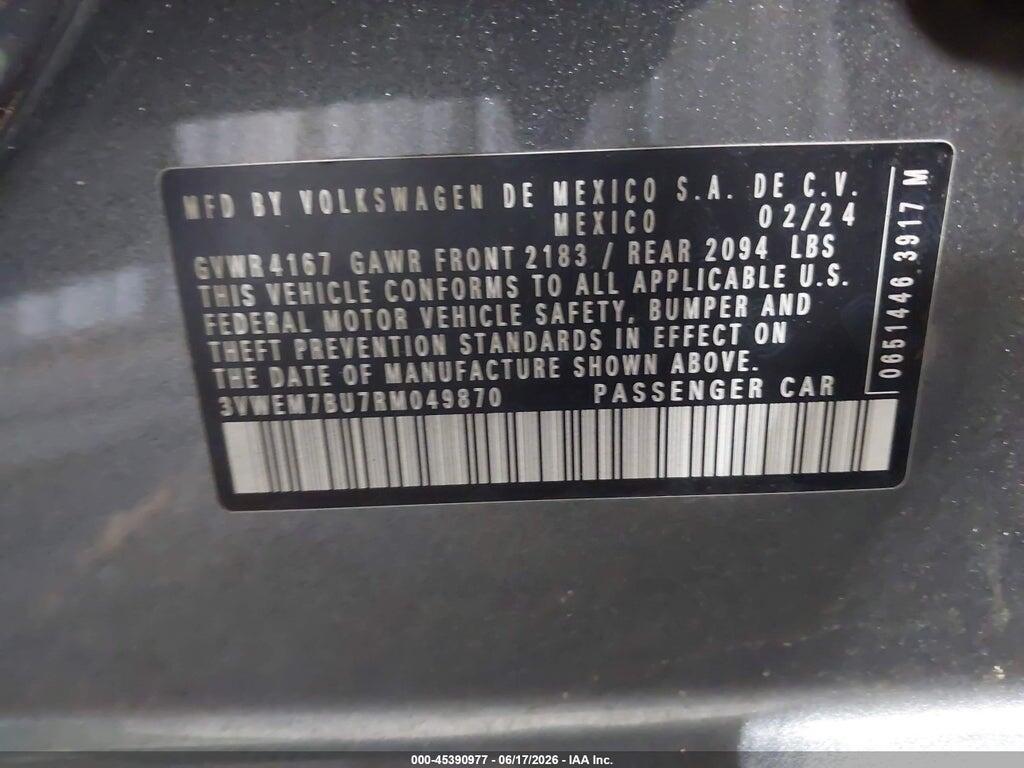 3VWEM7BU7RM049870 2024 VOLKSWAGEN JETTA photo no. 9