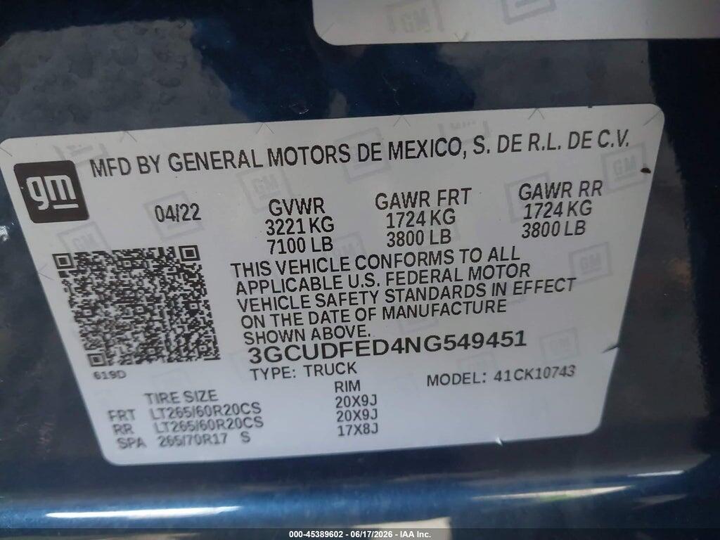 3GCUDFED4NG549451 2022 CHEVROLET SILVERADO 1500 photo no. 9