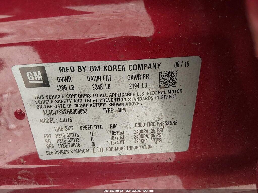 KL4CJ1SB2HB008853 2017 BUICK ENCORE photo no. 9