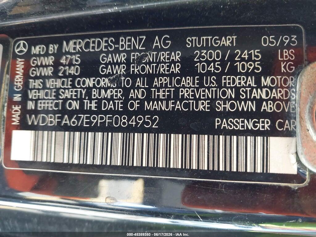 WDBFA67E9PF084952 1993 MERCEDES-BENZ 500 photo no. 9