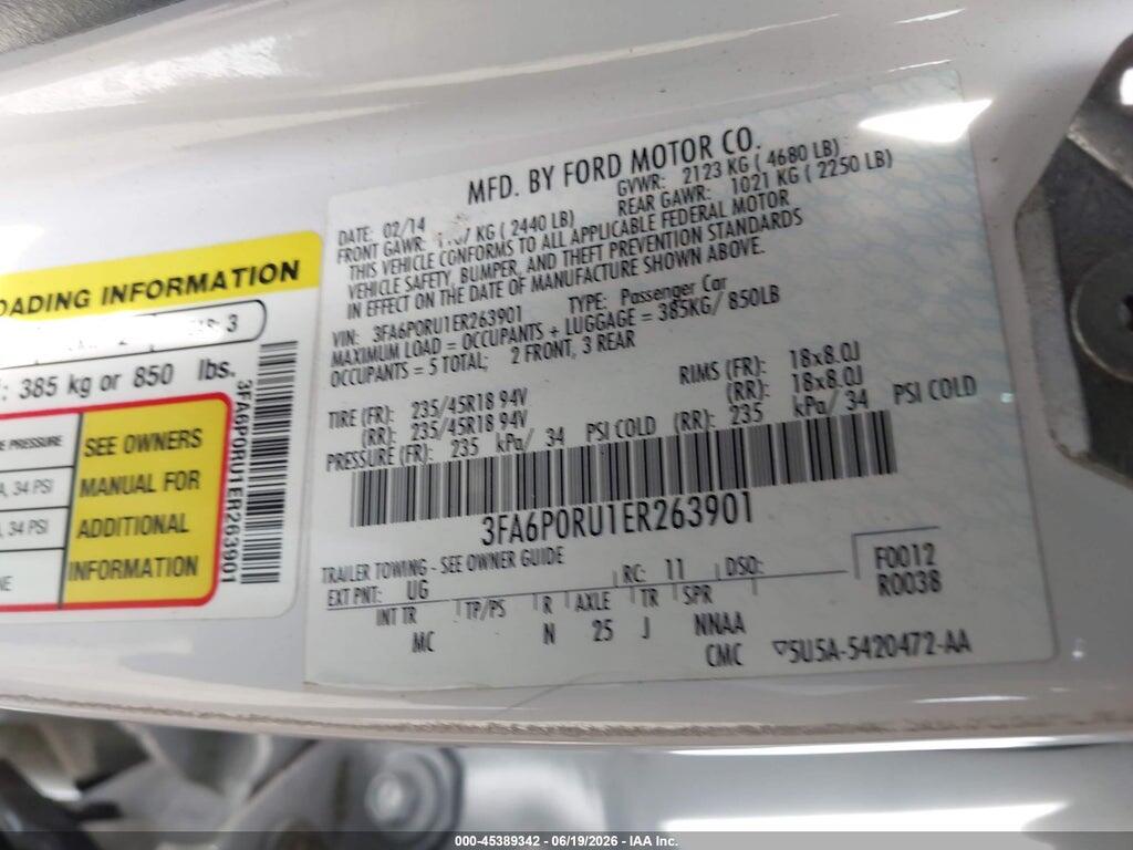 3FA6P0RU1ER263901 2014 FORD FUSION HYBRID photo no. 9