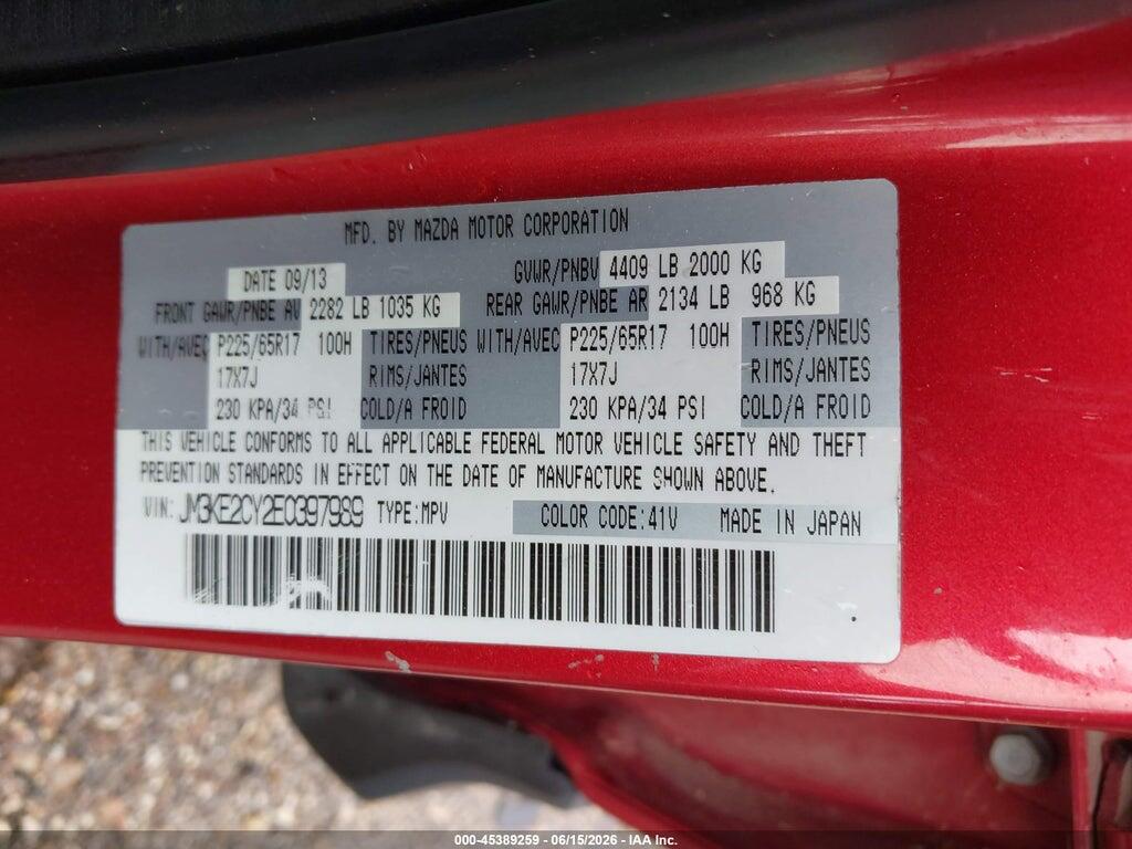 JM3KE2CY2E0397989 2014 MAZDA CX-5 photo no. 9