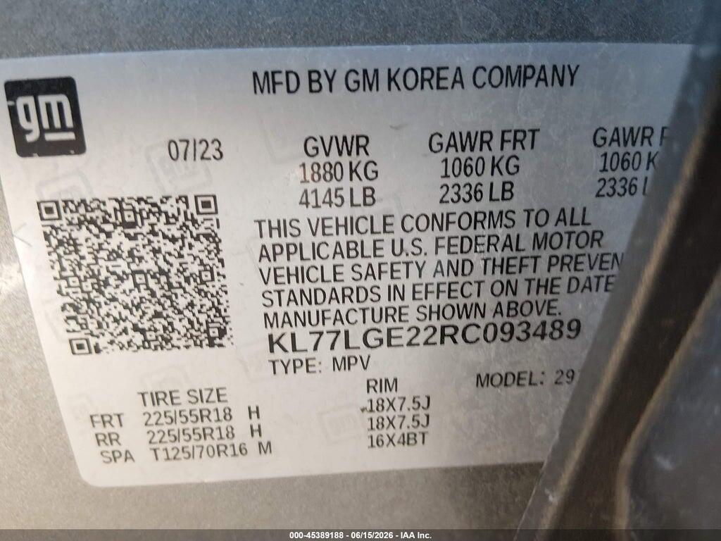 KL77LGE22RC093489 2024 CHEVROLET TRAX photo no. 9