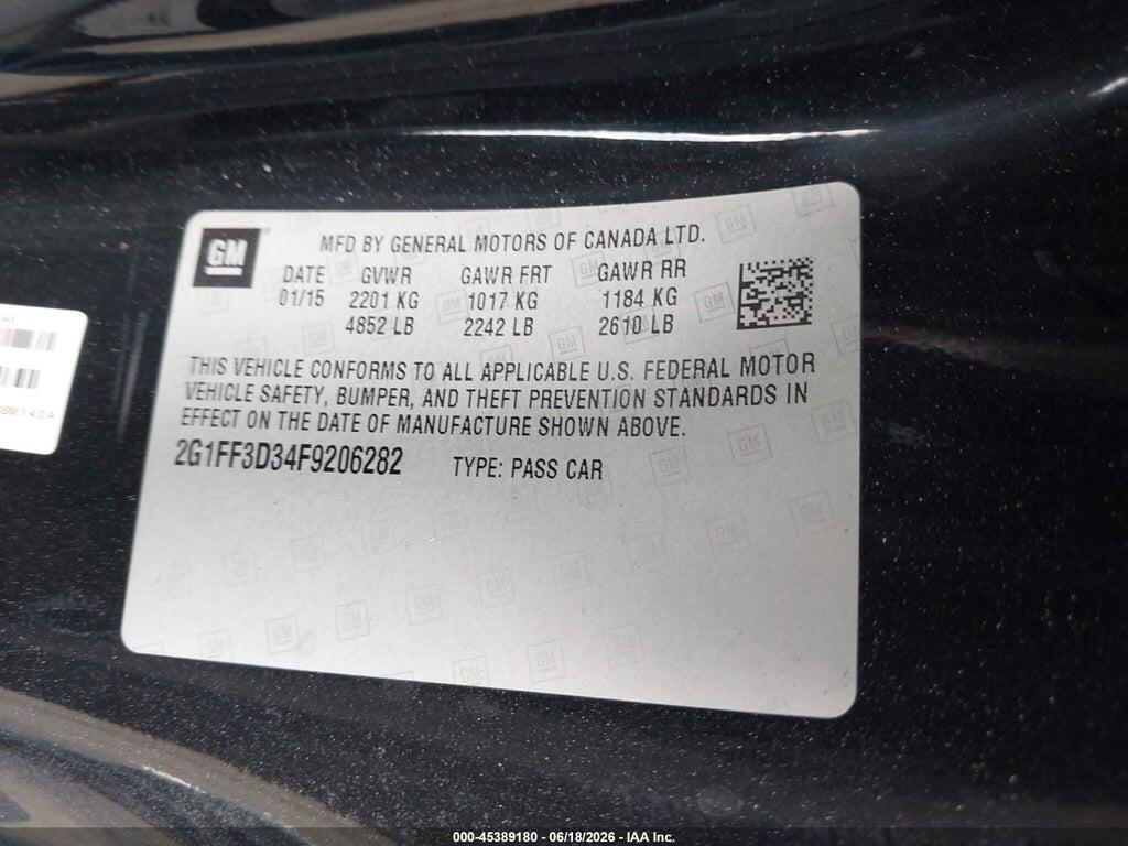 2G1FF3D34F9206282 2015 CHEVROLET CAMARO photo no. 9