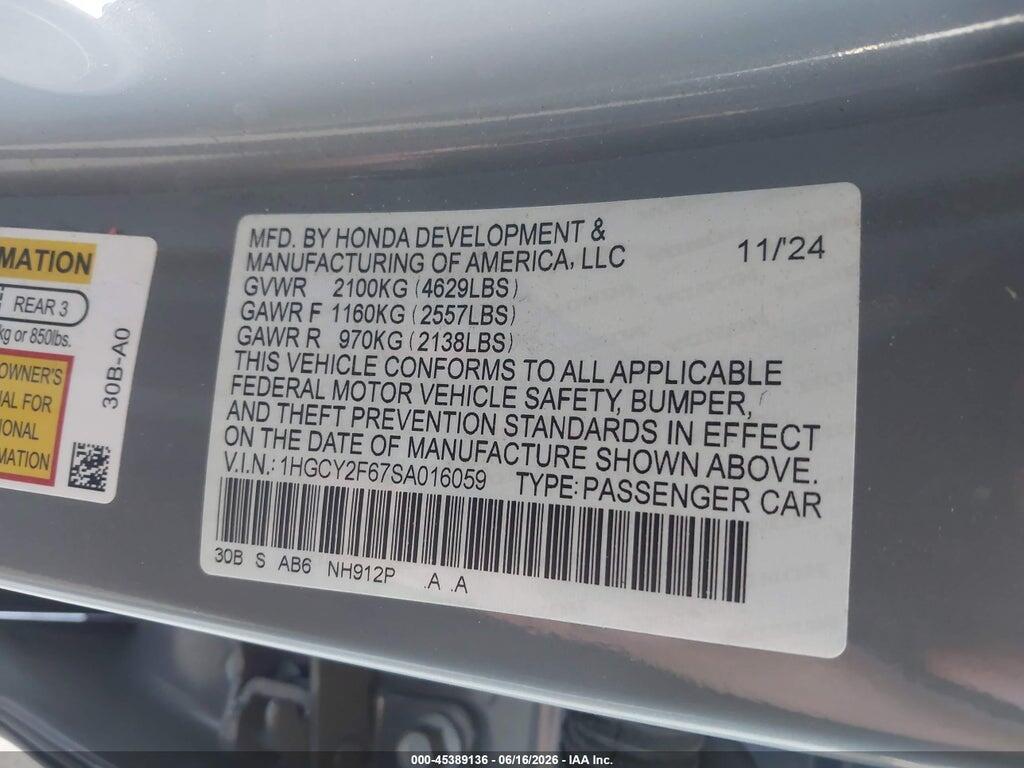 1HGCY2F67SA016059 2025 HONDA ACCORD HYBRID photo no. 9