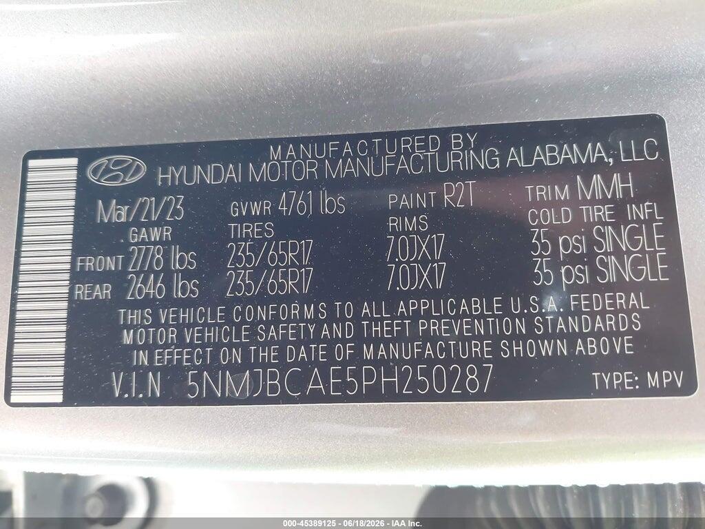 5NMJBCAE5PH250287 2023 HYUNDAI TUCSON photo no. 9