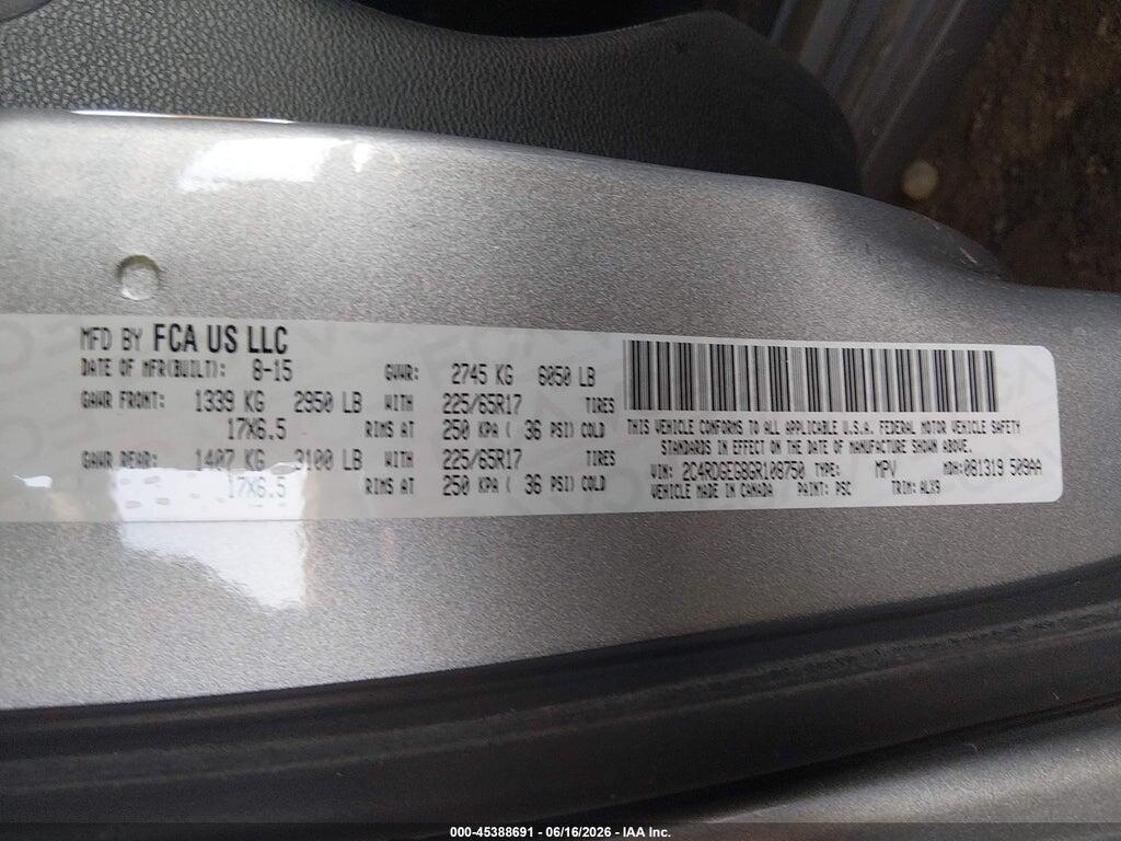 2C4RDGEG8GR108750 2016 DODGE GRAND CARAVAN photo no. 9