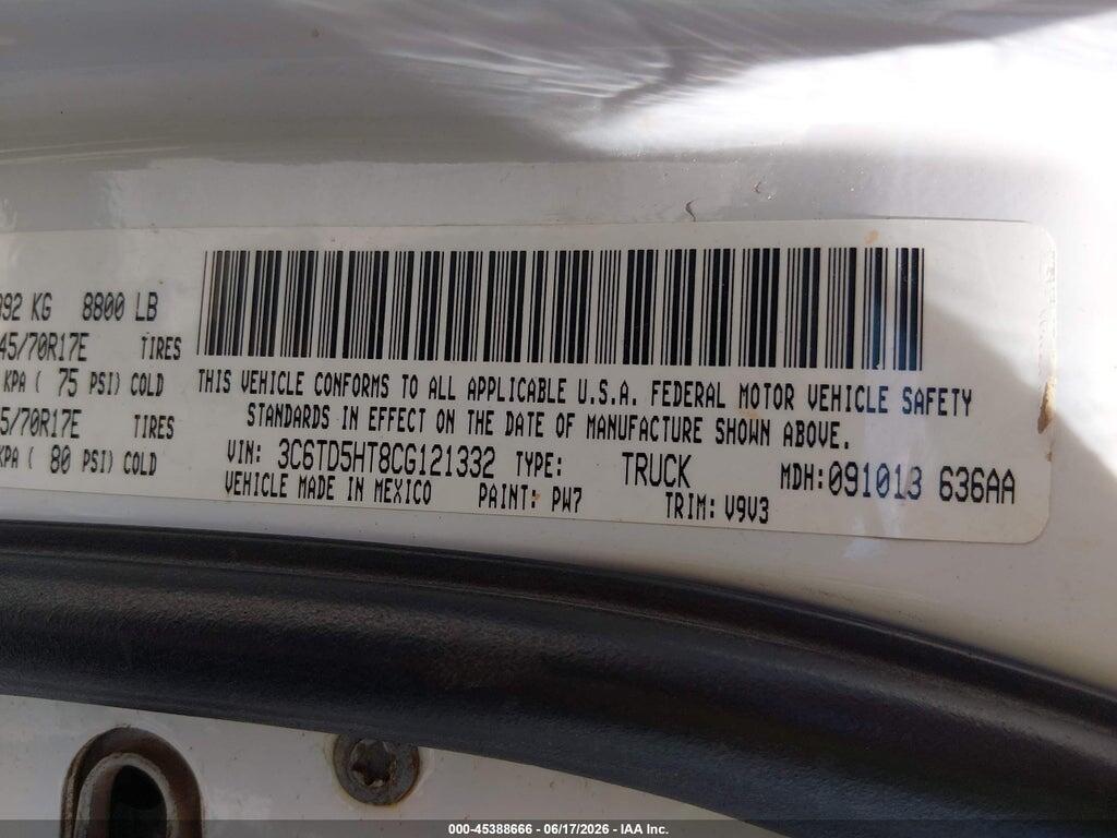 3C6TD5HT8CG121332 2012 RAM 2500 photo no. 9