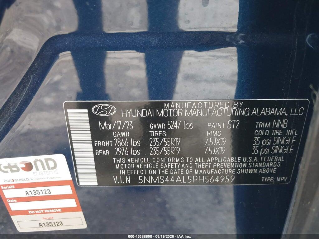 5NMS44AL5PH564959 2023 HYUNDAI SANTA FE photo no. 9