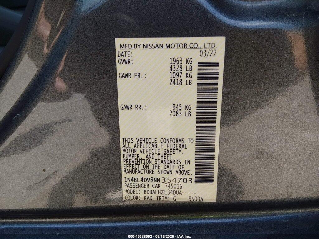 1N4BL4DV8NN354703 2022 NISSAN ALTIMA photo no. 9