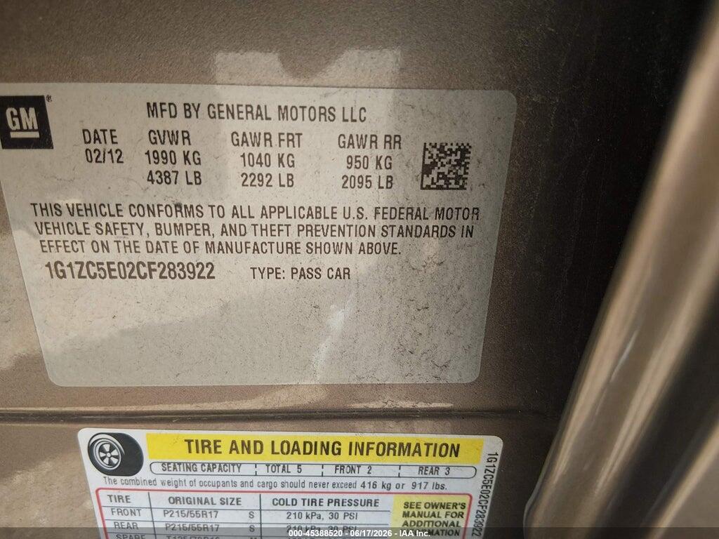 1G1ZC5E02CF283922 2012 CHEVROLET MALIBU photo no. 9