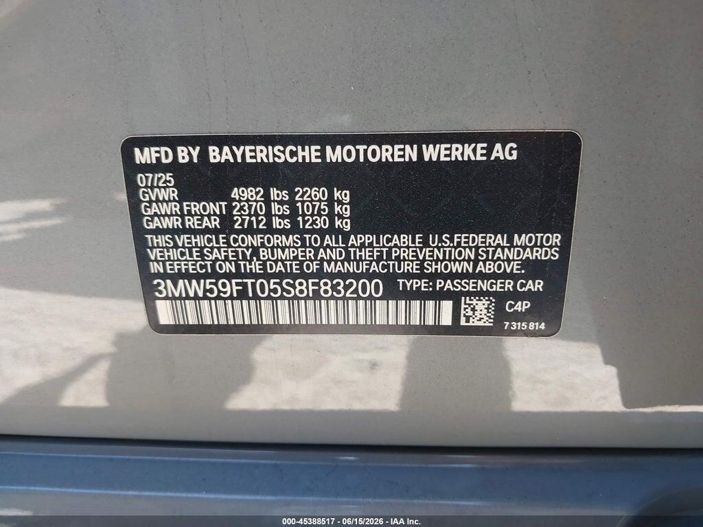 3MW59FT05S8F83200 2025 BMW M340I photo no. 9