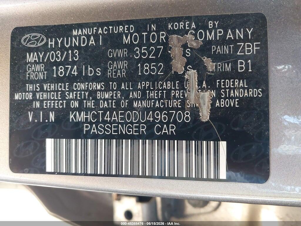 KMHCT4AE0DU496708 2013 HYUNDAI ACCENT photo no. 9