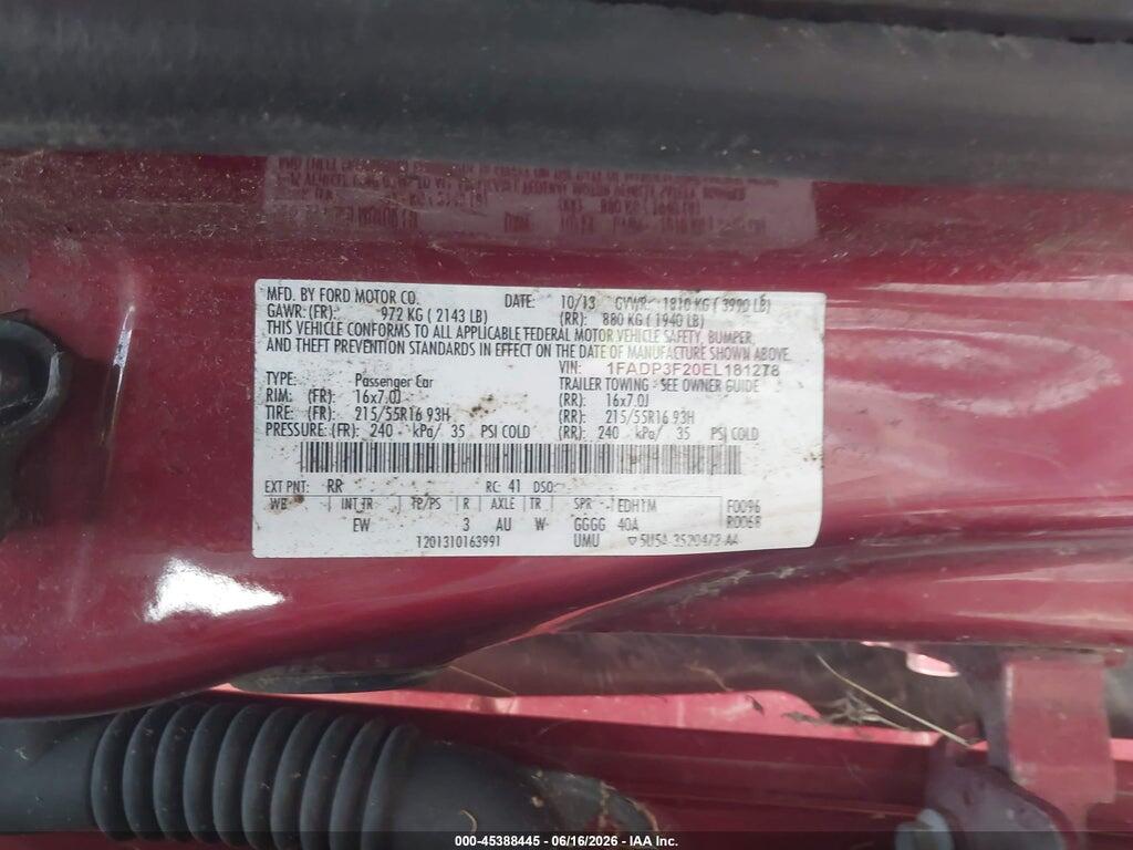 1FADP3F20EL181278 2014 FORD FOCUS photo no. 9