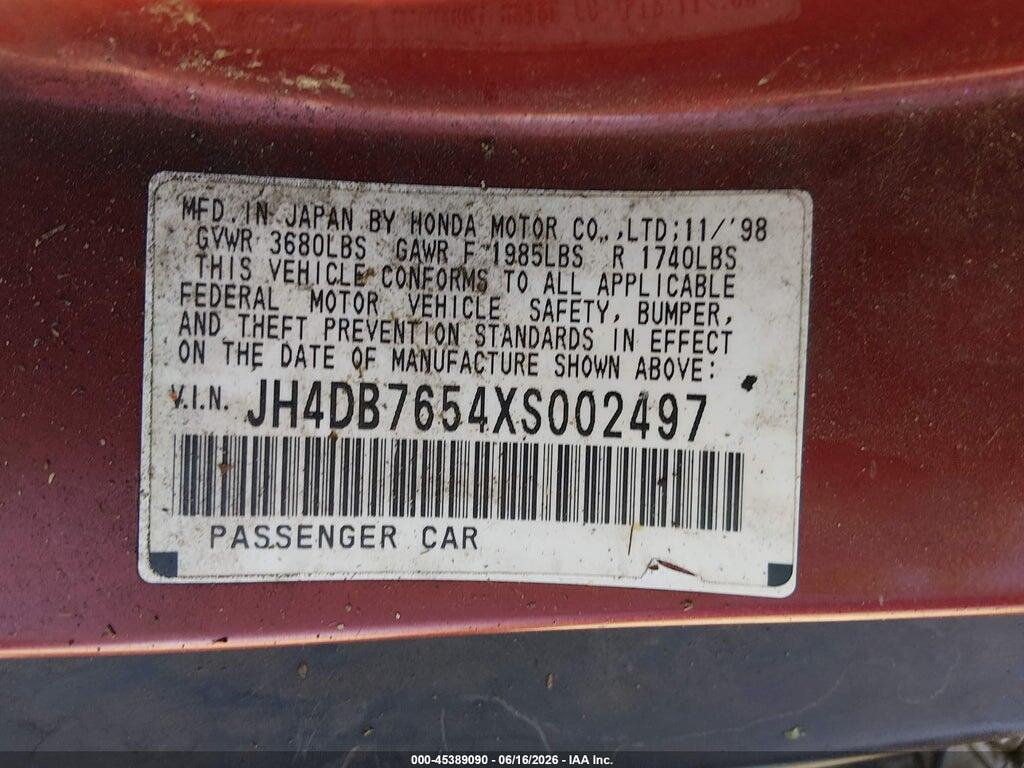 JH4DB7654XS002497 1999 ACURA INTEGRA photo no. 9