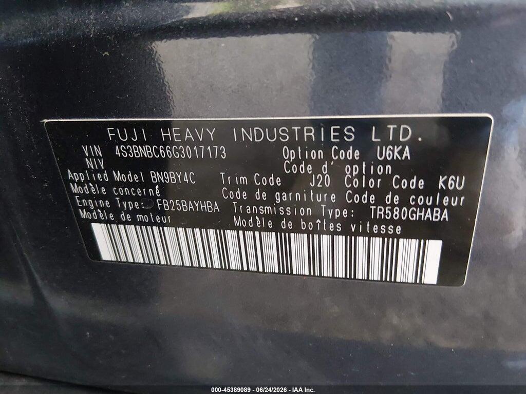 4S3BNBC66G3017173 2016 SUBARU LEGACY photo no. 9