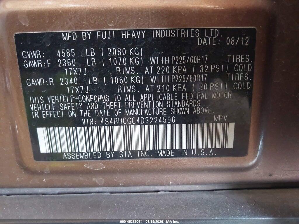 4S4BRCGC4D3224596 2013 SUBARU OUTBACK photo no. 9