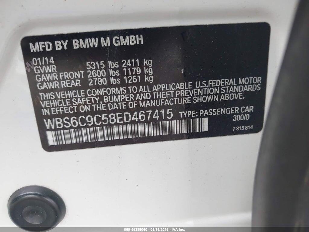 WBS6C9C58ED467415 2014 BMW M6 GRAN COUPE photo no. 9