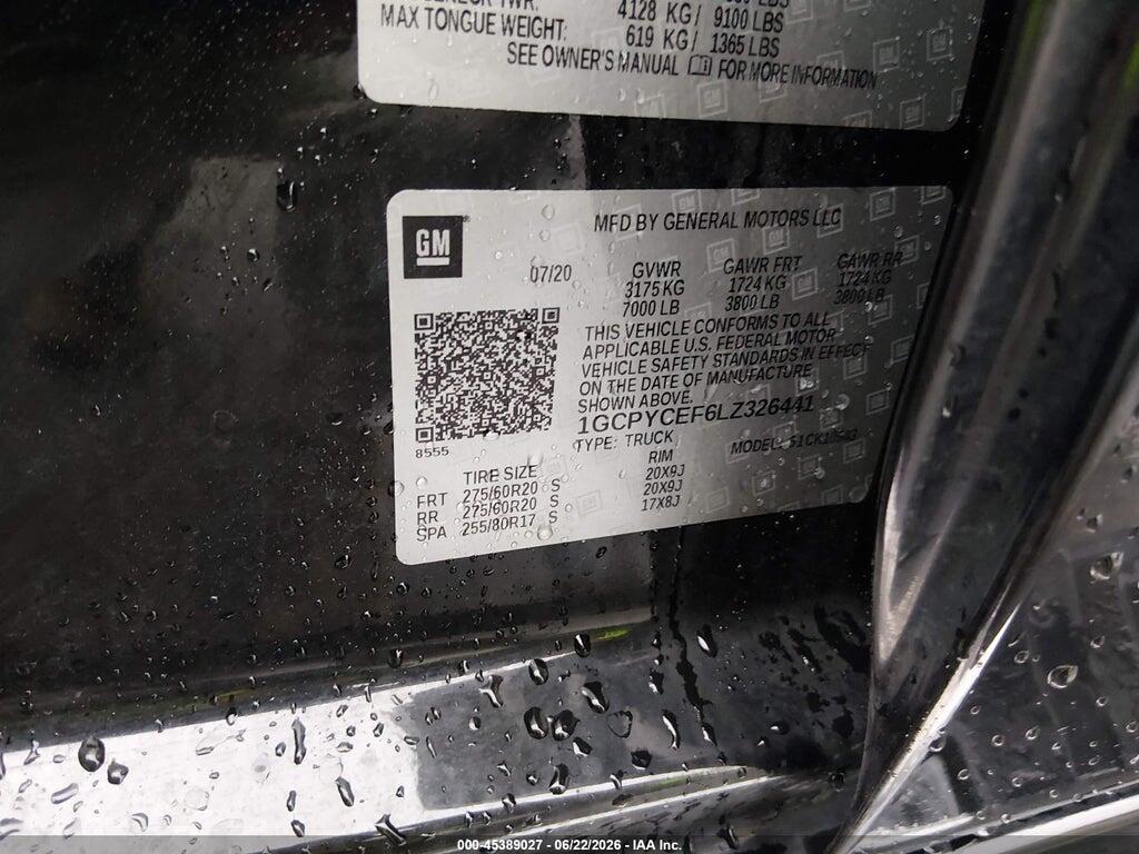 1GCPYCEF6LZ326441 2020 CHEVROLET SILVERADO 1500 photo no. 9