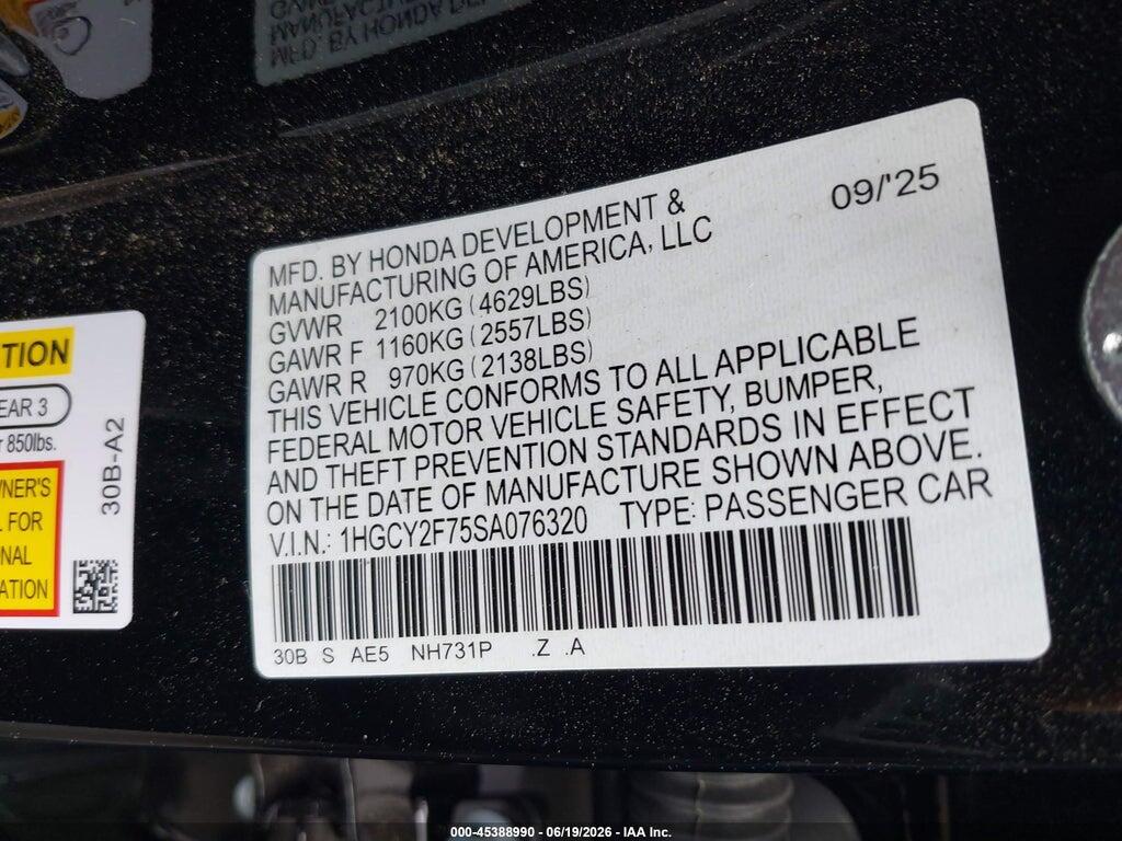 1HGCY2F75SA076320 2025 HONDA ACCORD HYBRID photo no. 9