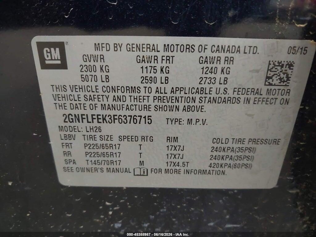 2GNFLFEK3F6376715 2015 CHEVROLET EQUINOX photo no. 9
