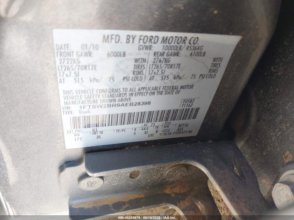 1FTSW2BR9AEB28398 2010 FORD SUPER DUTY F-250 SRW photo no. 9