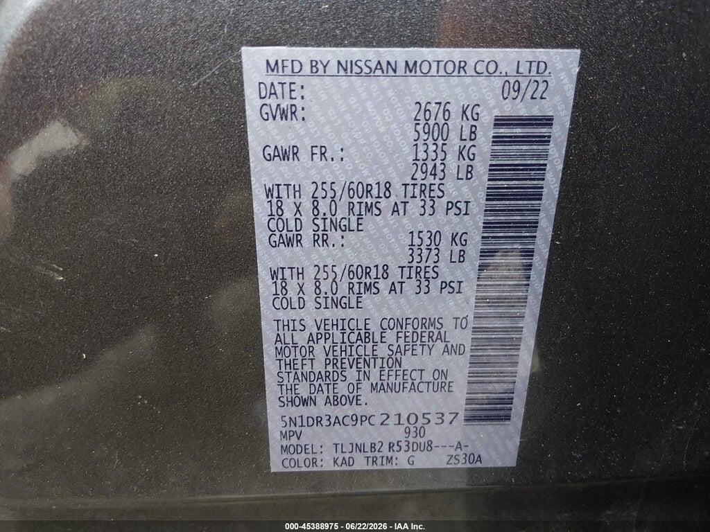 5N1DR3AC9PC210537 2023 NISSAN PATHFINDER photo no. 9