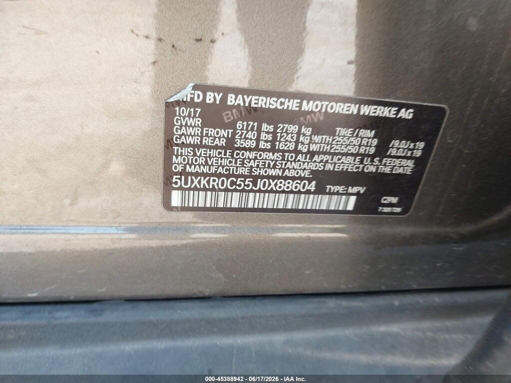 5UXKR0C55J0X88604 2018 BMW X5 photo no. 9