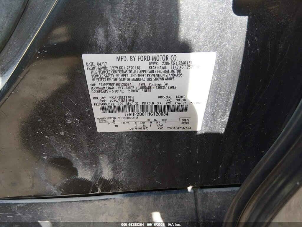 1FAHP2D81HG120084 2017 FORD TAURUS photo no. 9