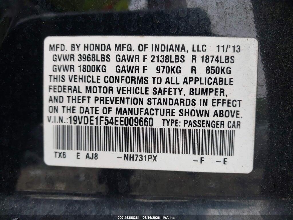 19VDE1F54EE009660 2014 ACURA ILX photo no. 9